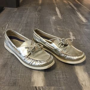 Gold Sperry Topsider Shoes
